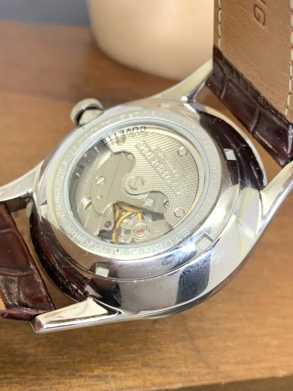 Stuhrling Men's Watch 171 Automatic Gray Dial Silver Brown Leather Band 40mm